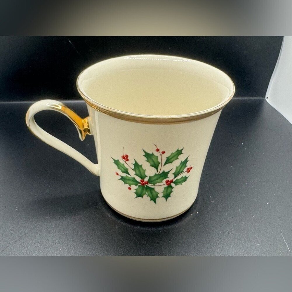 Lenox holiday dimension collection Festive Holly Mug with Gold Trim listing #3